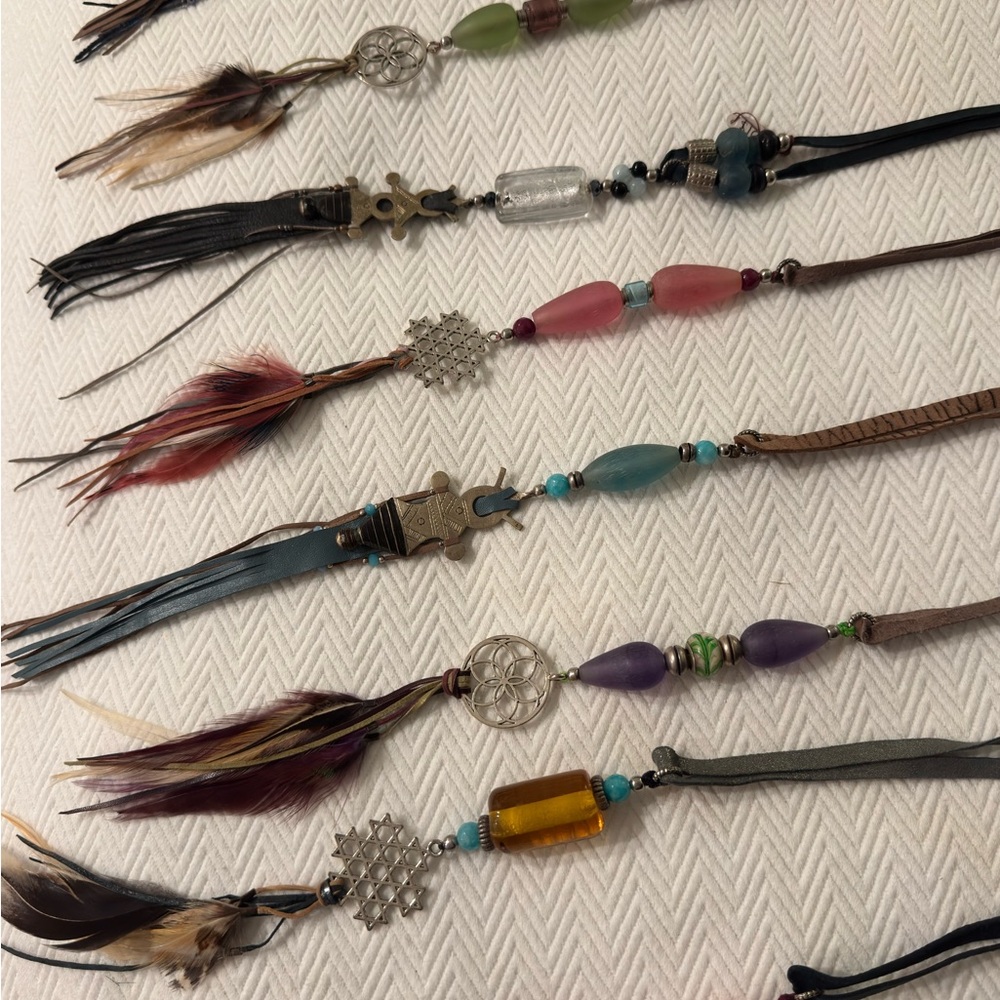 Boho Feather Pendant Necklace Collection - Multicolor